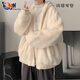 妄潮 雙面穿棉衣男秋冬季韓版潮流寬松羊羔絨棉服港風(fēng)潮牌帥氣百搭加厚連帽棉襖毛絨外套潮 高質(zhì)量MY10米白色 XL