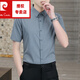 皮爾卡丹（pierre cardin）2025夏季輕商務條紋襯衫短袖男士韓版修身商務抗皺閑冰絲襯衣 霧霾藍 3XL