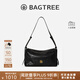 BAGTREE【明星同款】包包樹(shù)奶盒包植鞣皮單肩斜挎腋下通勤Hobo枕頭女士包 檀黑色-中號【磁吸拉鏈款】 高級小眾
