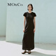 MO&Co.連衣裙夏假兩件圓領(lǐng)側開(kāi)叉寬松微收腰棉質(zhì)長(cháng)裙黑色灰色摩安珂 黑色 S