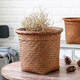 ken's圓形花盆套 垃圾簍收納桶 手工編織儲物筐 田園收納籃 咖啡色 小號