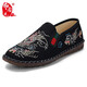 布舍元 青年布鞋中國(guó)風(fēng)復(fù)古刺繡龍紋潮鞋漢服鞋平底一腳蹬休閑單鞋老北京布鞋男 211-9016 黑色 42