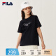 FILA 斐乐官方女士短袖T恤夏季休闲运动内搭t恤运动上衣潮 正黑色-BK 170/88A/L