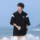 魄克日系polo衫短袖男夏季新款潮牌青少年學(xué)生撞色五分袖寬松上衣服 XD5473黑色 XL 135-150斤