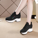 萊然休閑鞋坡跟運動(dòng)鞋內增高女鞋子厚底飛織布面老爹鞋2025秋季新款潮 黑色 38