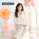 DOMIAMIA月子服孕婦秋冬款睡衣產(chǎn)后哺乳寬松側邊開(kāi)口孕婦裝 全棉套裝-瑞娜花縵(含哺乳口) L【推薦120-140斤】