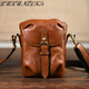 LUXUNTIKA牛皮斜跨包新款休閑真皮單肩包豎款頭層軟牛皮潮流復古迷你小包 棕色