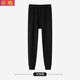 示牧青少年純棉寬松版秋褲男純色純棉初中高中學(xué)生打底褲棉毛褲 黑色 XL 建議110-130斤