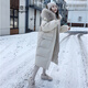 宏資琦棉服女中長(cháng)款2025冬季新款韓版學(xué)生連帽棉衣外套女過(guò)膝加厚棉襖潮 米白色 S