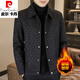 皮爾卡丹（pierre cardin）秋冬季加絨毛呢夾克男加厚韓版修身翻領(lǐng)休閑短款風(fēng)衣呢子大衣外套 2288黑色 2XL 135-150斤