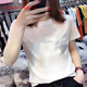 LOVER RUCCI歐洲站純棉圓領(lǐng)鑲鉆短袖t恤女夏裝2024新款白色修身顯瘦半袖ins潮 白色 M (96~110斤)