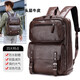 北狐男士雙肩背包真皮時(shí)尚出差旅行包戶(hù)外野營(yíng)商務(wù)潮牌牛皮大容量書(shū)包 棕色