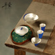 井瓷鎏金薄茶具整套裝高端茶壺茶杯送長(zhǎng)輩領(lǐng)導(dǎo)客戶老師喬遷禮物 鎏銀蓋碗套裝-克萊因藍(lán)