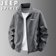 JEEP SPIRIT吉普夾克男士春秋休閑立領(lǐng)薄款百搭戶(hù)外運動(dòng)長(cháng)袖外套 深灰 XL