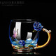 FASSON德國進(jìn)口品質(zhì)輕奢高端歐式琺瑯彩水晶杯耐熱玻璃杯少女花茶杯家用 簡(jiǎn)裝-藍玫瑰矮-無(wú)勺