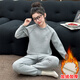 童話(huà)課堂校服神器冬季兒童保暖內衣套裝加絨加厚女童秋衣秋褲保暖衣大童女 灰色 140 建議身高125-135厘米左右