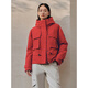太平鳥(niǎo)短款收腰派克羽絨服女戶(hù)外防水速干T8面料連帽工裝面包外套* 紅色 S
