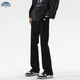 頂峰保羅（Dingfengbaoluo）復古直筒牛仔褲男春季美式高街拼接微喇休閑長(cháng)褲子DDF29黑色XL