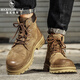 洛克華菲（Rock Fairwhale）冬季加絨保暖男士馬丁靴高幫時(shí)尚男靴工裝靴戶(hù)外靴子男 卡其色 單層 41