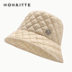 蒙奈特帽子女冬季新款加厚保暖大帽檐洋氣潮牌漁夫帽四季戶(hù)外時(shí)尚盆帽 米色（鑲鉆M銀標） 均碼（53-57CM）