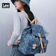 Lee老花牛仔雙肩包街頭潮流帆布背包復古休閑時(shí)尚旅行包通勤電腦包 牛仔藍