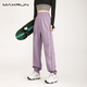 MAXRUN WORLD運(yùn)動褲女寬松束腳休閑褲大碼春秋季戶外速干褲瑜伽健身褲 閃蝶粉 3XL