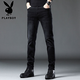 花花公子（PLAYBOY）加絨牛仔褲男秋冬款新款潮流韓版時(shí)尚直筒小腳褲百搭休閑保暖長(cháng)褲 1157HH1048黑色 32