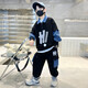 邁兜熊男童春裝套裝2023新款中大兒童男孩春秋款帥氣時(shí)髦秋季酷帥衛衣潮 黑色(A3280春秋套裝) 170
