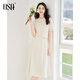 歐莎（OSA）優(yōu)雅國風(fēng)連衣裙女夏季新款氣質(zhì)溫柔開(kāi)衫雪紡吊帶裙兩件套 米杏色 S