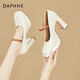 DAPHNE達芙妮高跟鞋女超高跟單鞋婚鞋春季新款女鞋瑪麗珍宴會(huì )工作鞋 1118款米色  9.5cm 36 (230mm)