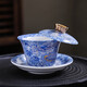 四美堂功夫茶具三才蓋碗白瓷龍年可懸停蓋碗泡茶碗商務(wù)禮品禮盒裝180ml