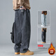頂峰保羅（Dingfengbaoluo）美式水洗牛仔褲直筒冬季加絨潮牌大碼寬松闊腿褲子男DS61黑4XL