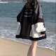 OIUO新款韓版拼色棒球服外套男女春秋學(xué)生復(fù)古寬松百搭潮牌夾克上衣 黑色高品質(zhì)版 【無里布】 L