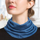 嬈蝶 純羊毛保暖套頭圍脖女純色雙層護頸脖套秋冬百搭針織小圍巾 孔雀蘭 均碼
