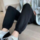 尚濤加絨加厚休閑褲女秋冬女裝新款華夫格衛(wèi)褲女束腳長(zhǎng)褲運(yùn)動(dòng)小腳褲子 黑色 3XL建議135-150斤
