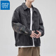 真維斯（Jeanswest）春秋拼接休閑百搭夾克男復(fù)古上衣翻領(lǐng)休閑工裝冬季新款牛仔外套潮 灰色 2XL