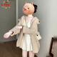 CTOX2024新款韓系慵懶風(fēng)中長款毛衣外套女秋冬感連帽針織開衫上衣 杏色毛衣 M 45/55kg