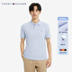 TOMMY HILFIGER【潮流多色】夏季男裝珠地棉商務休閑純色短袖T恤翻領POLO22109 淺藍色C1O L (推薦：150-165斤)