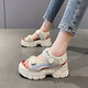 涼鞋女2026年夏季新款厚底松糕鞋爆款運動(dòng)軟底沙灘休閑女鞋 米白色 37