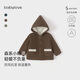 babylove嬰幼兒秋冬外套夾棉保暖寶寶燈芯絨連帽上衣小童外出防寒服 琥珀棕 80