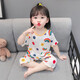 舟喜（ZHOUXI）兒童夏季莫代爾睡衣寶寶可愛(ài)卡通家居服套裝2026新款1-3-6歲女孩 短袖-莫代爾彩虹高腰套裝 【短袖套裝】 110 推薦身高99-109cm