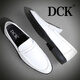 DCK皮鞋男鞋夏季新款軟底一腳蹬樂福鞋男防滑潮流英倫商務休閑皮鞋男 白色 【標準皮鞋碼】 41 (255mm)