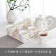 集雅斯（JYS） 陶瓷茶壺套裝家用茶杯客廳泡茶組合泡茶具整套現(xiàn)代中式陶瓷茶杯 小號(hào)雅致壺+雅致杯+仿瓷密胺托盤