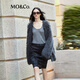 MO&Co.毛衣外套安哥拉羊初剪馬海毛粗紡寬松中長(cháng)款開(kāi)衫摩安珂 深花灰色 L 170