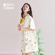 紅豆（Hodo）涼感棉睡衣女士睡裙可外穿襯衫領(lǐng)ins風(fēng)可愛(ài)印花長(cháng)款短袖家居服 米白 175XXL