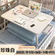 萌海豚 床桌放在床上的小桌子筆記本電腦桌懶人桌可折疊宿舍大學(xué)生寫(xiě)字桌女生臥室小桌板床頭飄窗桌書(shū)桌寢室 超大旗艦版珍珠白(防滑腿+卡槽+杯托+抽屜+書(shū)架）
