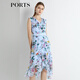 PORTS寶姿 新品 女裝V領(lǐng)不規(guī)則印花連衣裙LN8D268HPS065 天藍(lán)色印花 S (4)