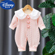 迪士尼（Disney）品牌嬰兒衣服秋季連體衣女寶寶秋裝公主可愛(ài)超萌哈衣嬰幼兒外出服 三朵小花雙層加絨連體 關(guān)注送禮 80碼 7-9個(gè)月