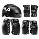 FILA斐樂(lè )輪滑護具套裝護膝滑板頭盔兒童滑冰自行車(chē)平衡車(chē)女防摔男成人 FILA經(jīng)典黑+黑色護具套裝 XS碼(建議30-60斤)