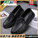 卡帝樂鱷魚（CARTELO）豆豆鞋男士秋季黑色英倫真皮商務休閑皮鞋開車一腳蹬男鞋2025新款 黑色【升級款】 41